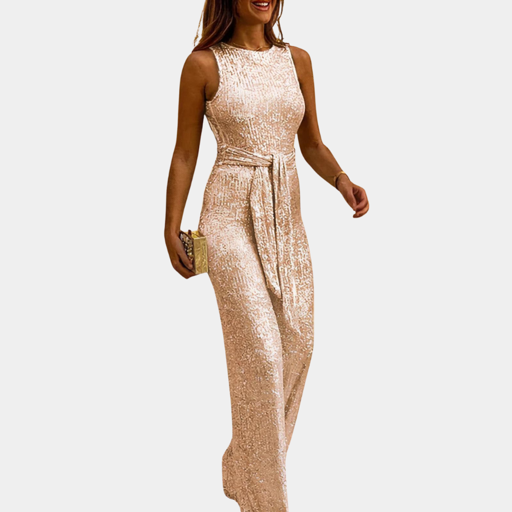 Sequin Sleeveless Jumpsuit | Elegant Party Wear