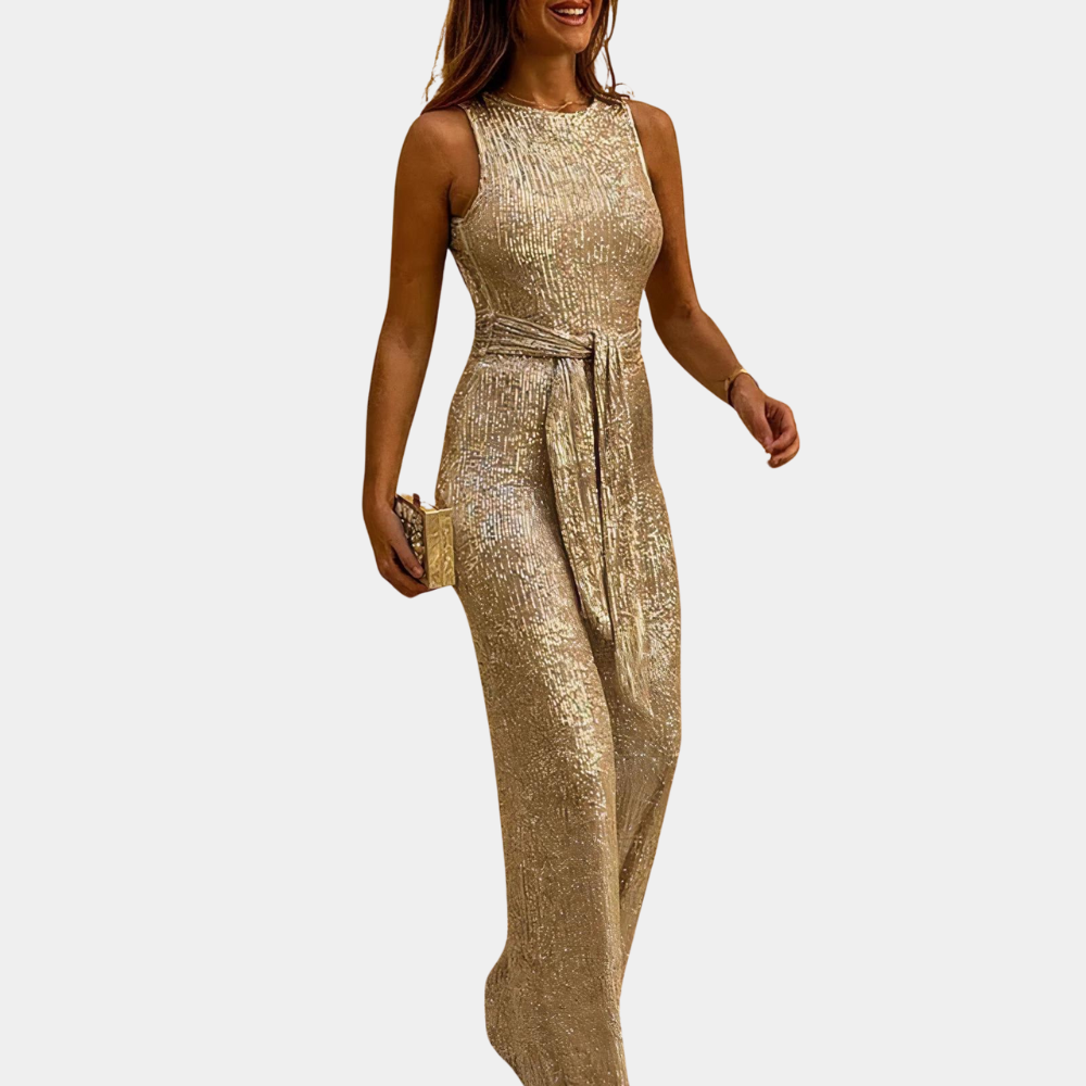 Sequin Sleeveless Jumpsuit | Elegant Party Wear