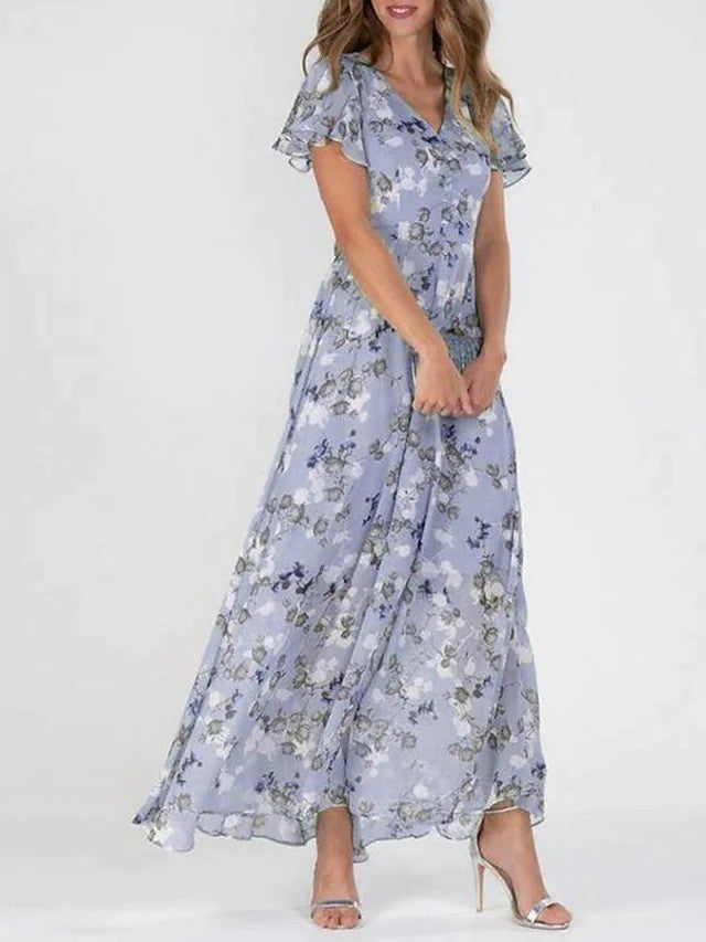 Floral Chiffon Maxi Dress | Elegant & Flowing