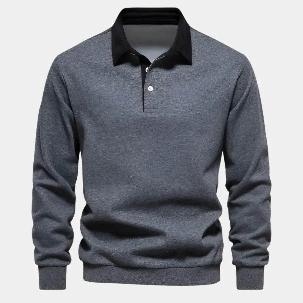 Men's Long-Sleeve Polo Sweatshirt | Casual & Stylish