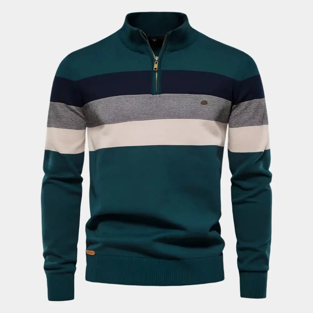 Men's Striped Quarter-Zip Sweater | Stylish & Warm