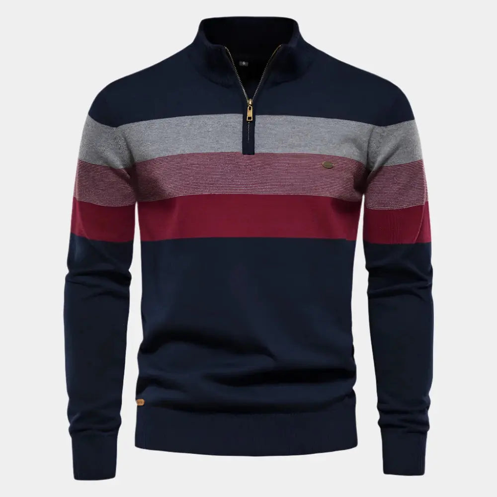 Men's Striped Quarter-Zip Sweater | Stylish & Warm