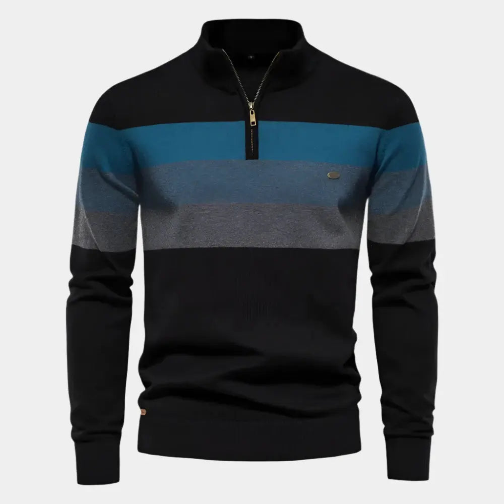 Men's Striped Quarter-Zip Sweater | Stylish & Warm