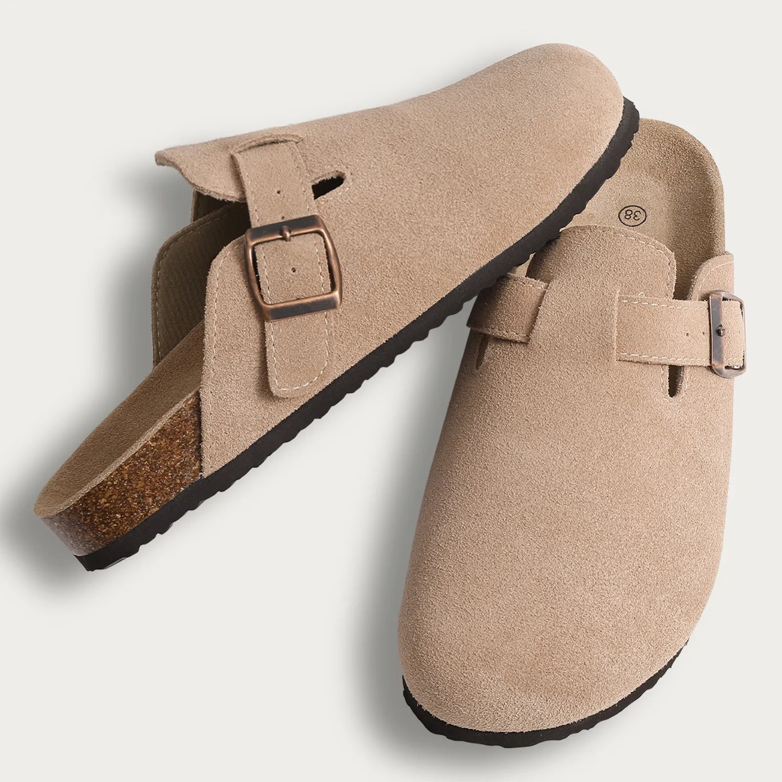 Montrielle | Suede slip-on slippers with buckle