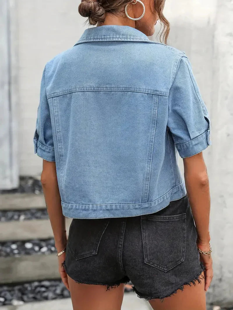 Sabrine Denim jacket | Denim shirt with short sleeves for women