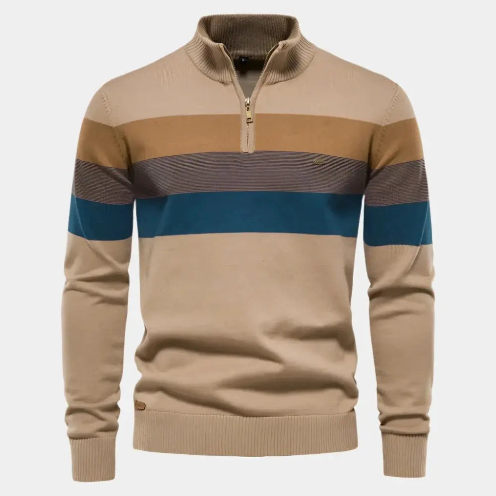 Men's Striped Quarter-Zip Sweater | Stylish & Warm