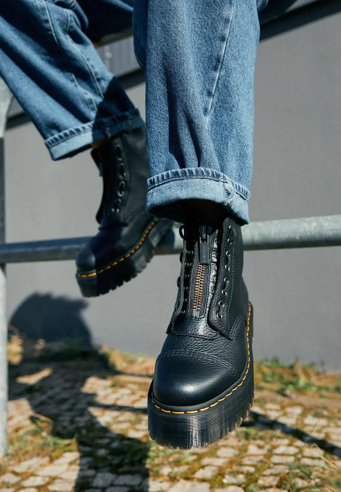 Black Leather Platform Ankle Boots | Chunky Sole