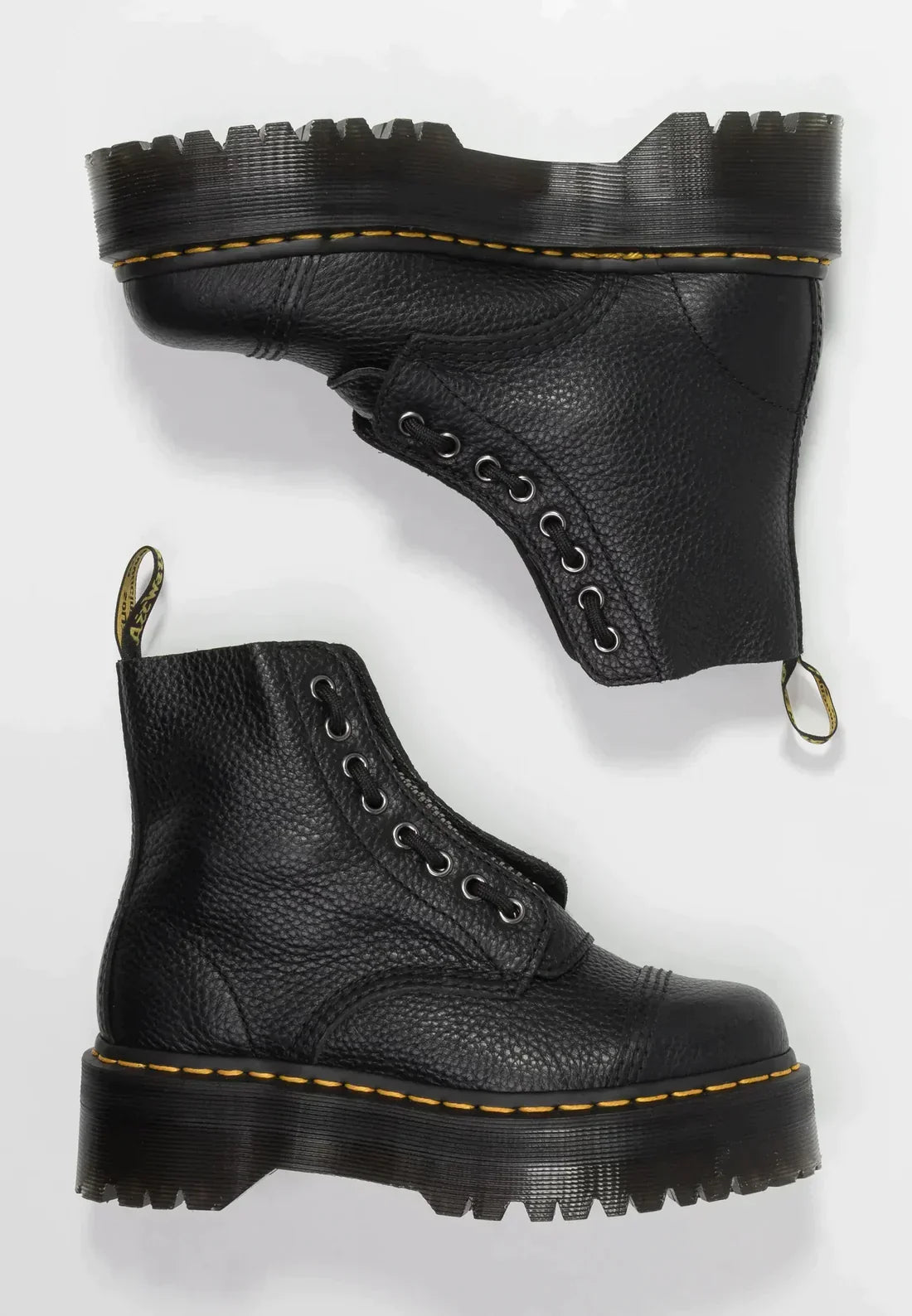 Black Leather Platform Ankle Boots | Chunky Sole