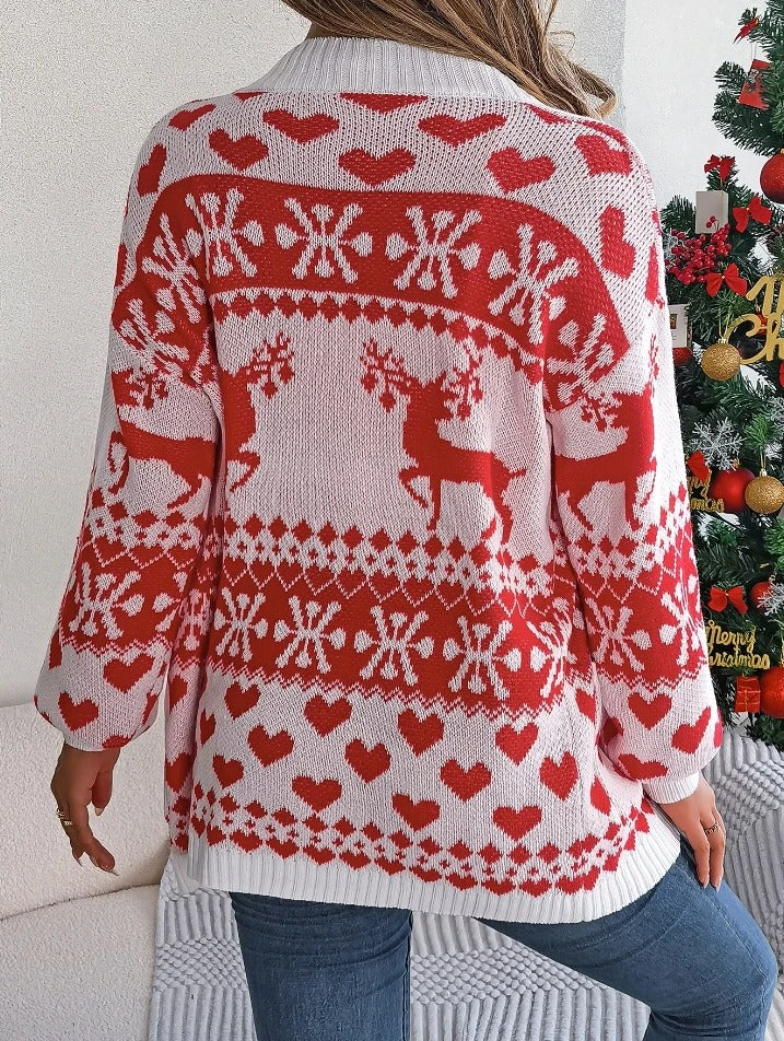 Christmas Knit Cardigan | Festive Reindeer Design