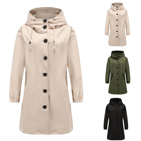 Women's Long Hooded Trench Coat | Lightweight & Stylish