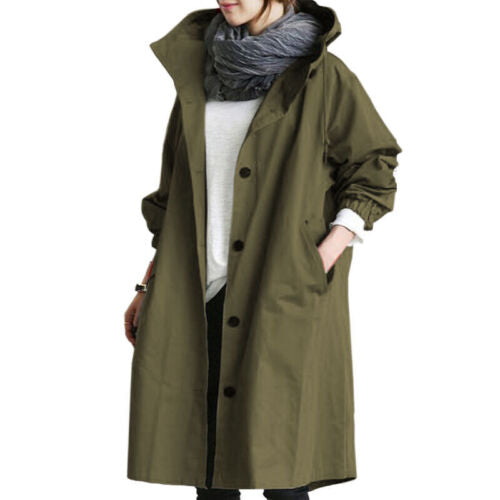 Women's Long Hooded Trench Coat | Lightweight & Stylish