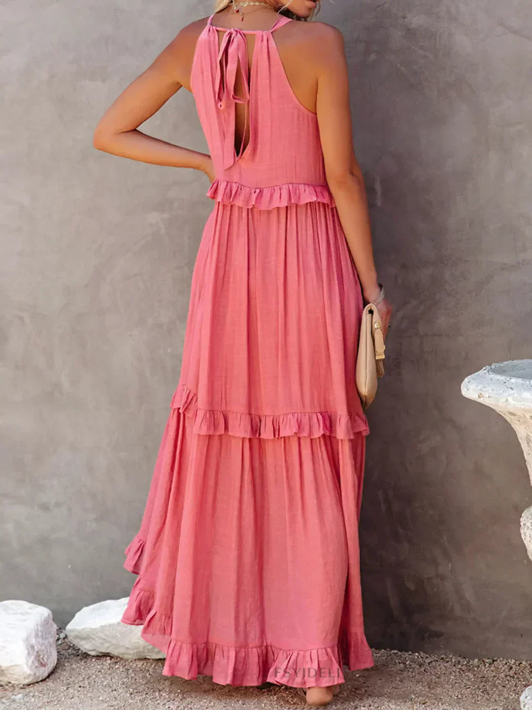 Elegant Boho Maxi Dress | Flowy Ruffle Design