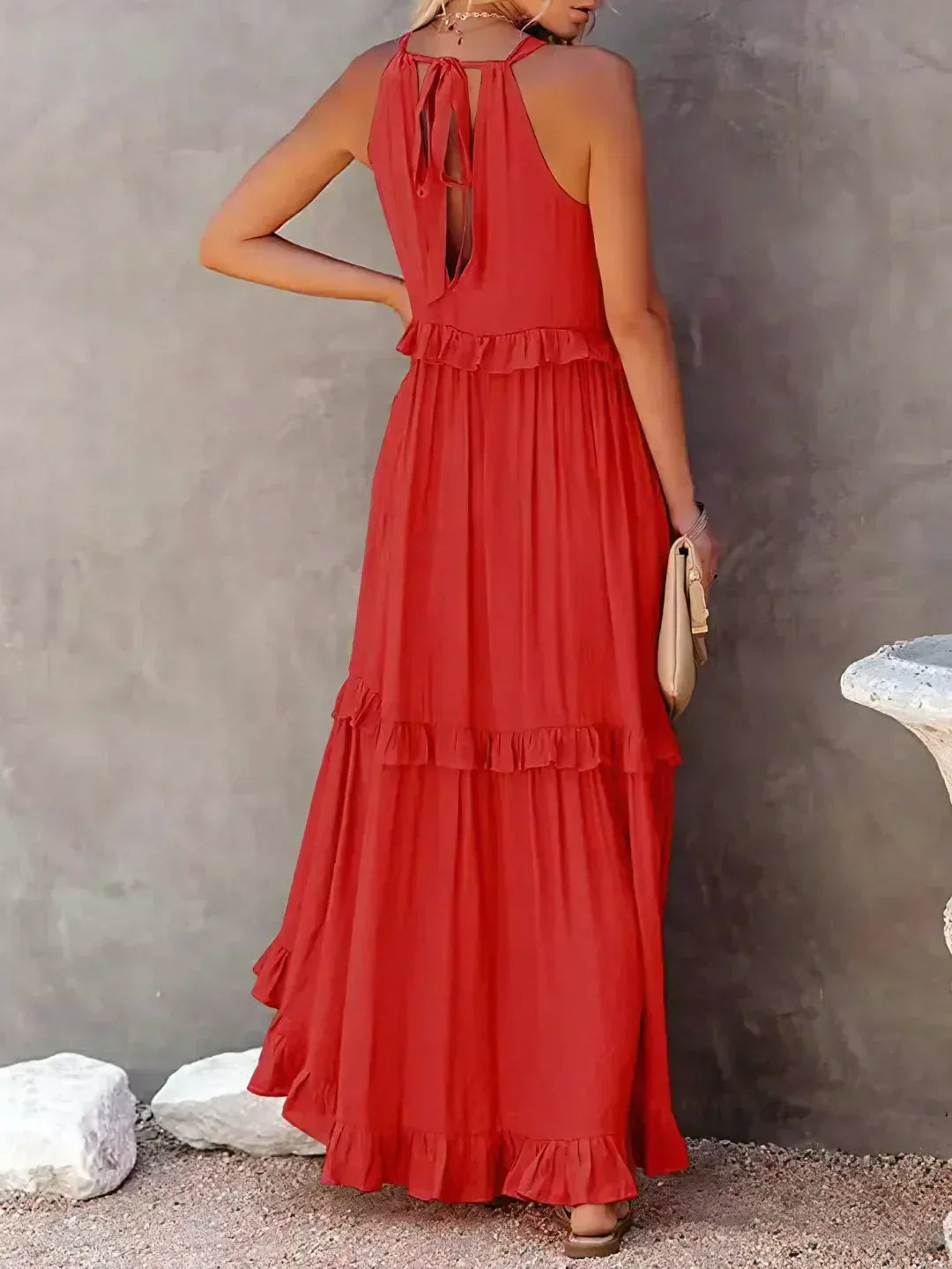 Elegant Boho Maxi Dress | Flowy Ruffle Design