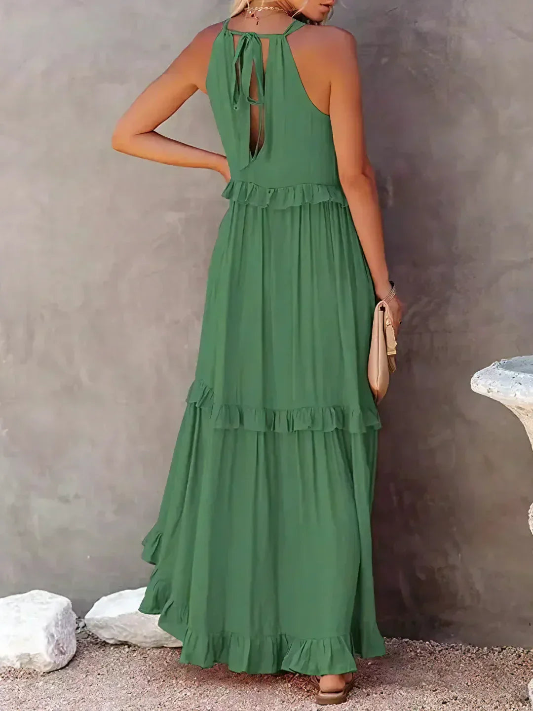 Elegant Boho Maxi Dress | Flowy Ruffle Design