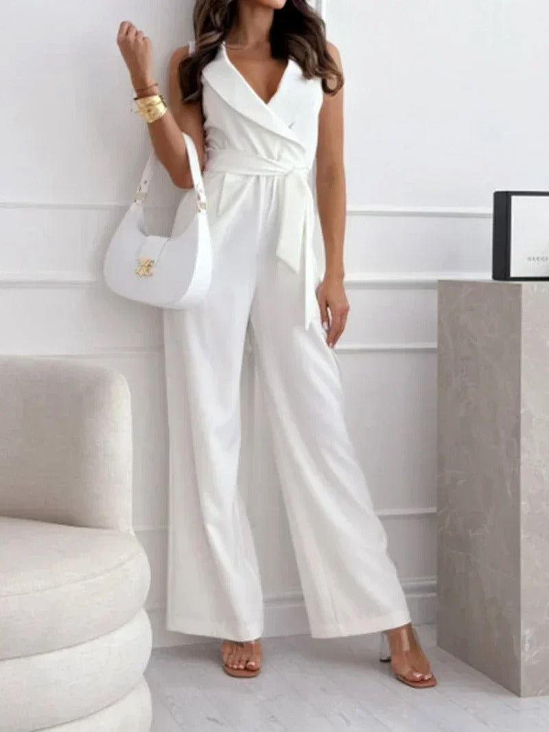 Sleeveless Wide-Leg Jumpsuit | Elegant Belted Design