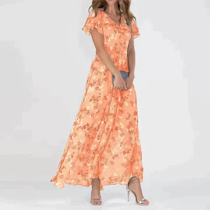 Floral Chiffon Maxi Dress | Elegant & Flowing