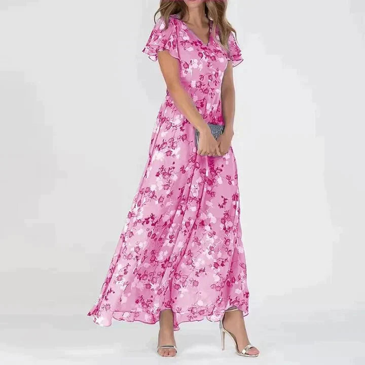 Floral Chiffon Maxi Dress | Elegant & Flowing