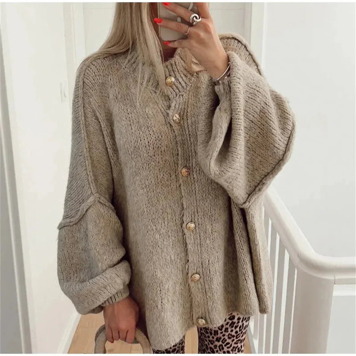 Oversized Knit Cardigan | Button-Up, Cozy & Stylish