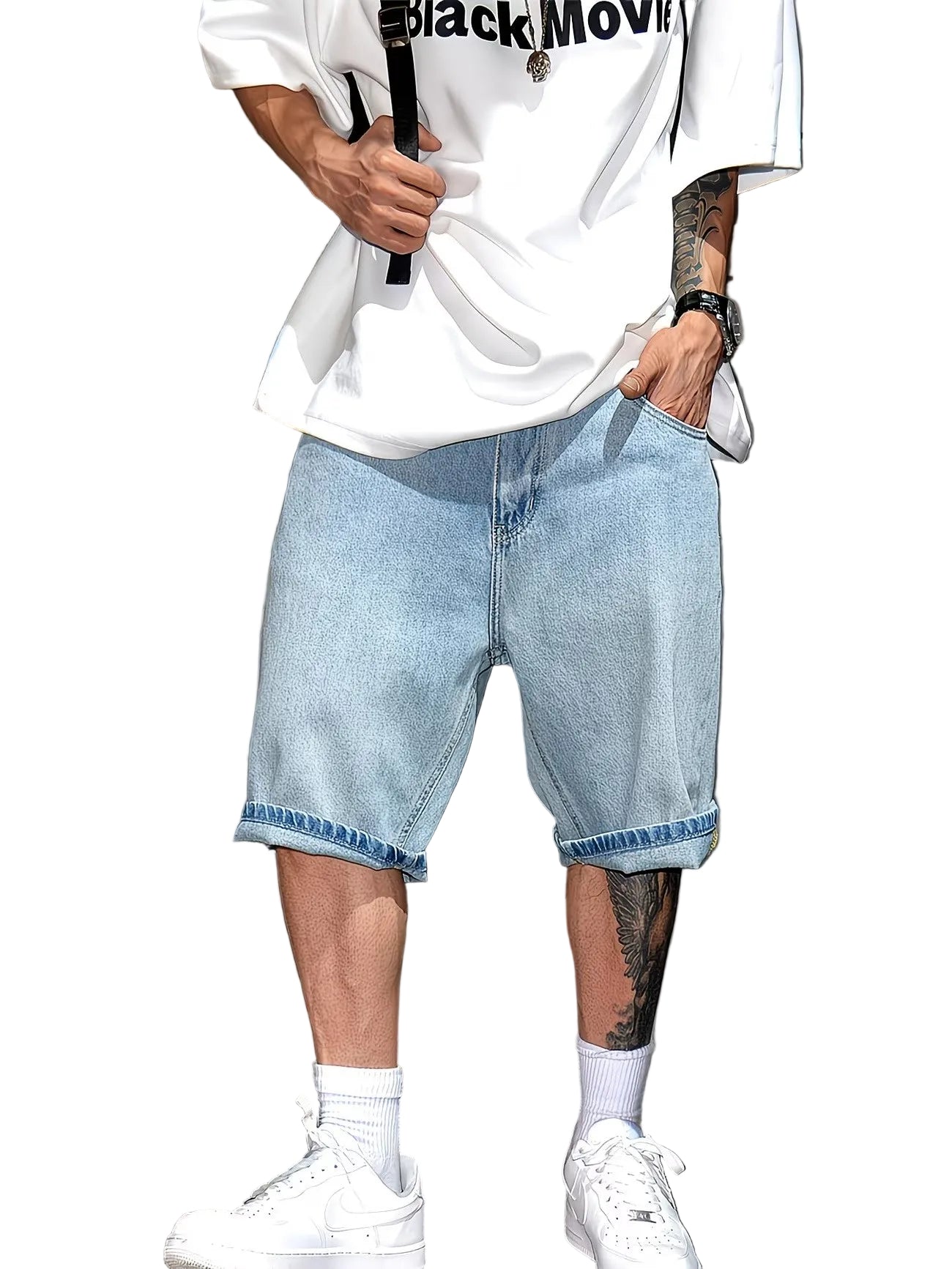 Men’s Wide-Leg Knee-Length Shorts