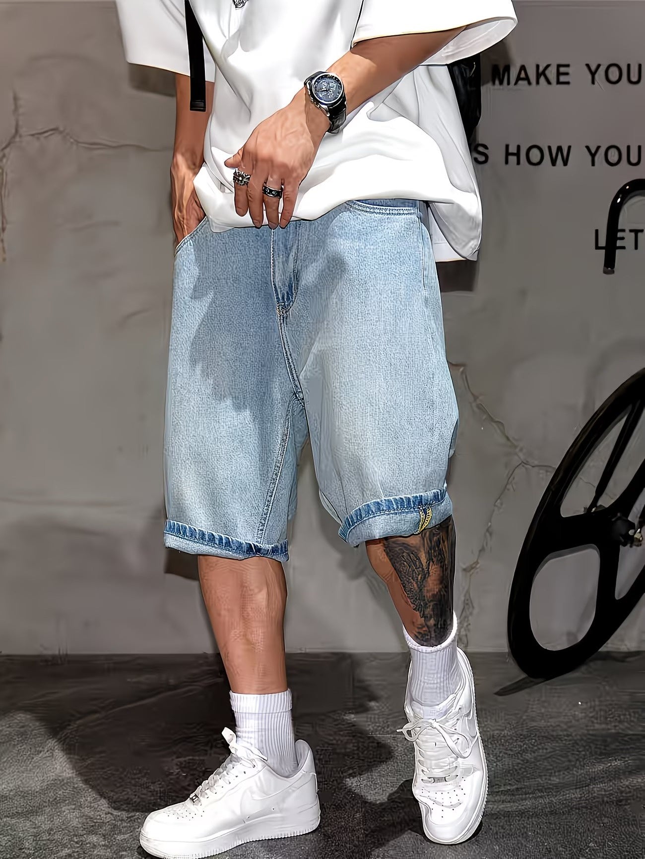 Men’s Wide-Leg Knee-Length Shorts