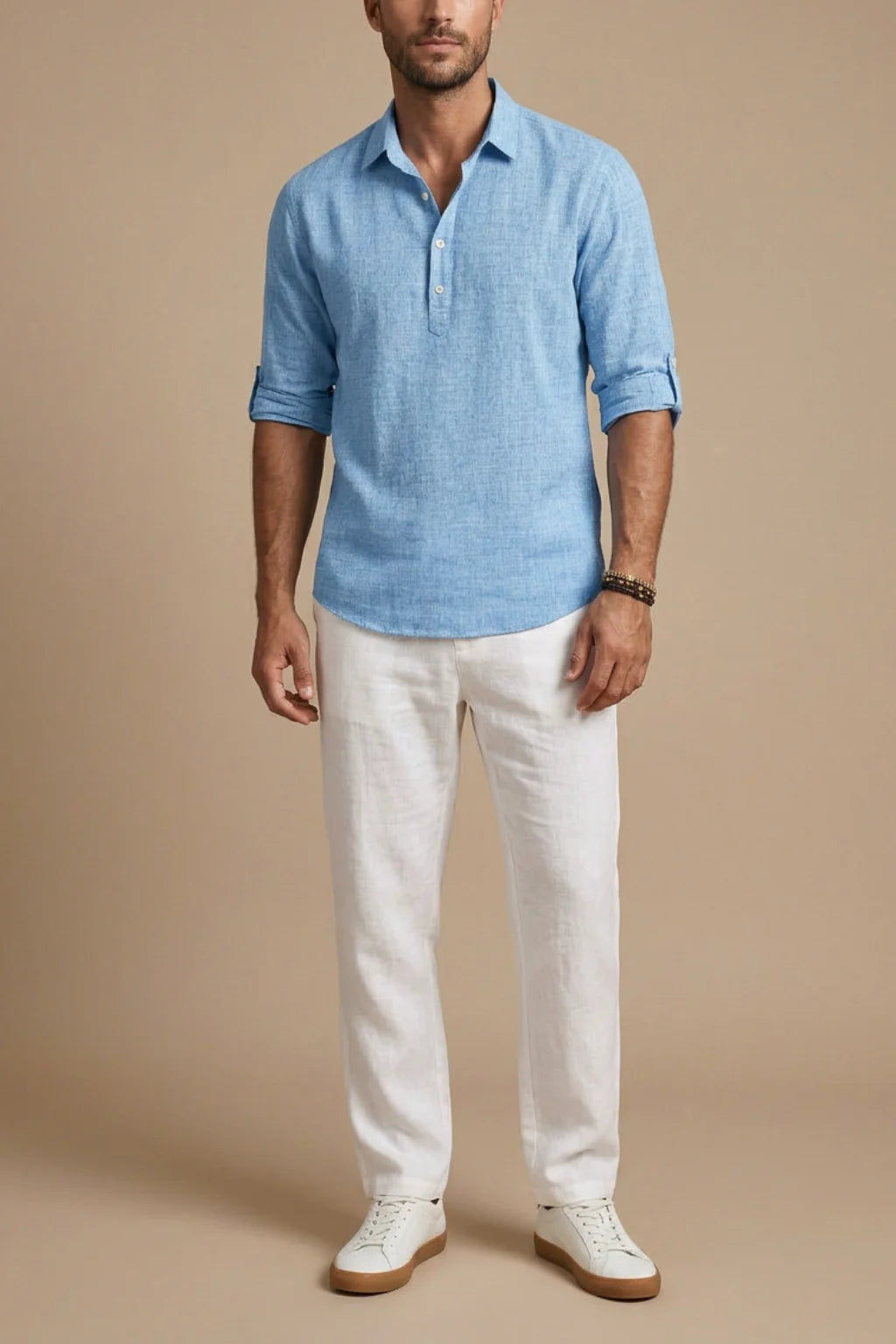 Men’s Button Neck Long Sleeve Shirt