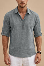 Men’s Button Neck Long Sleeve Shirt