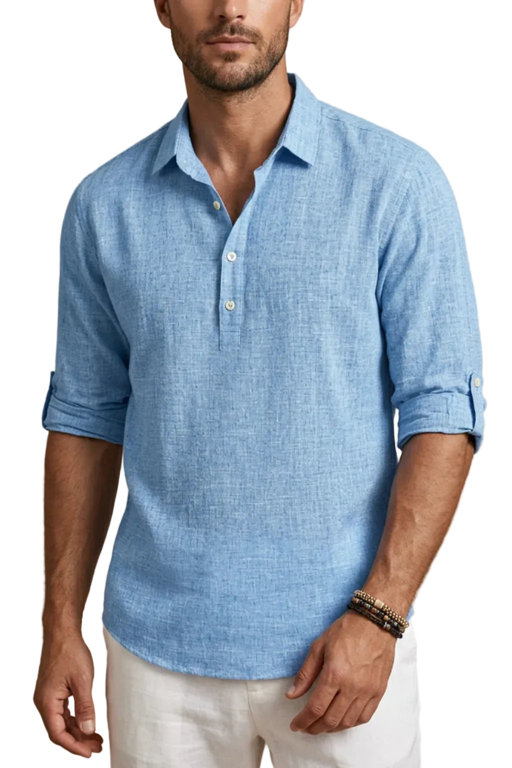 Men’s Button Neck Long Sleeve Shirt
