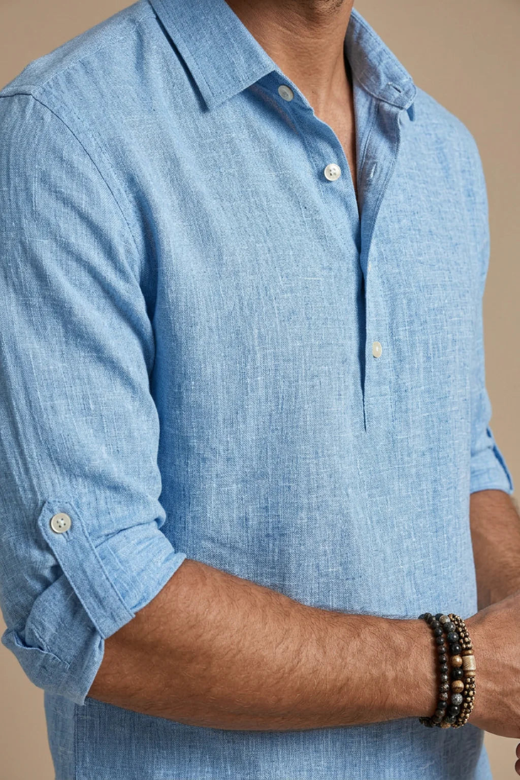 Men’s Button Neck Long Sleeve Shirt