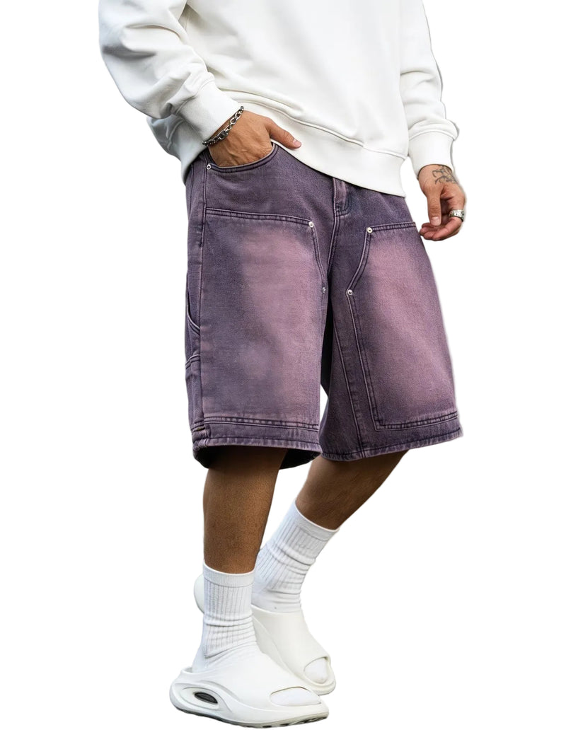 Men's Knee-Length Shorts with Faded Finish