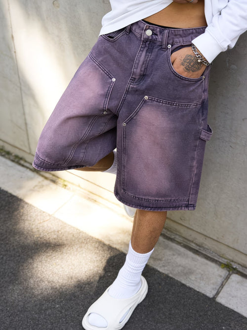 Men's Knee-Length Shorts with Faded Finish