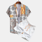 Men’s Printed Short Sleeve Shirt and Shorts Set