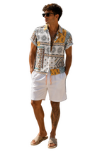 Men’s Printed Short Sleeve Shirt and Shorts Set