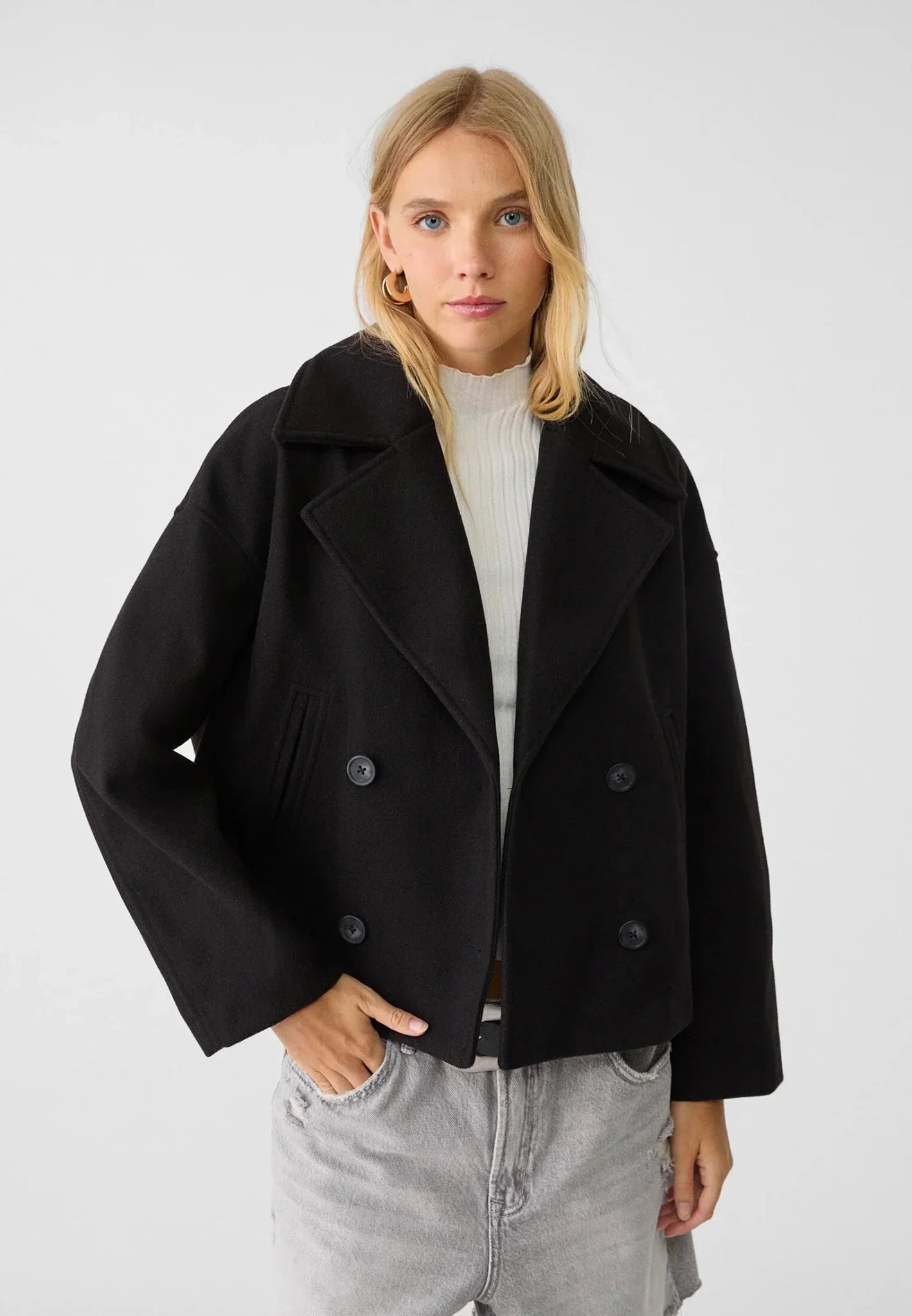 Classic Wool Blend Peacoat | Timeless Elegance