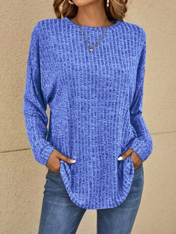 Casual Waffle Knit Long Sleeve Top | Cozy Fit