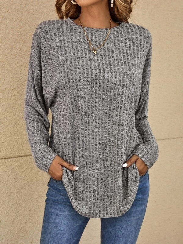 Casual Waffle Knit Long Sleeve Top | Cozy Fit