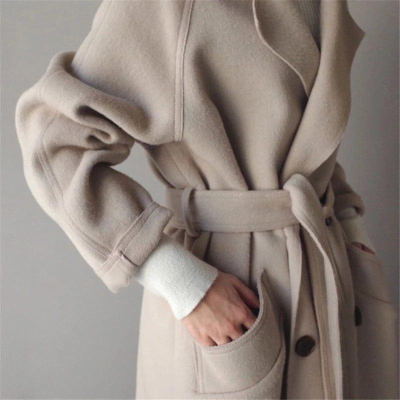 Elegant Wool Blend Trench Coat | Timeless Style