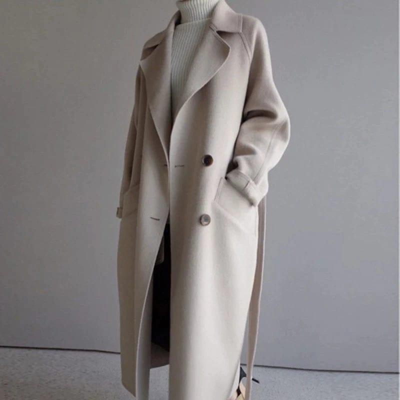 Elegant Wool Blend Trench Coat | Timeless Style