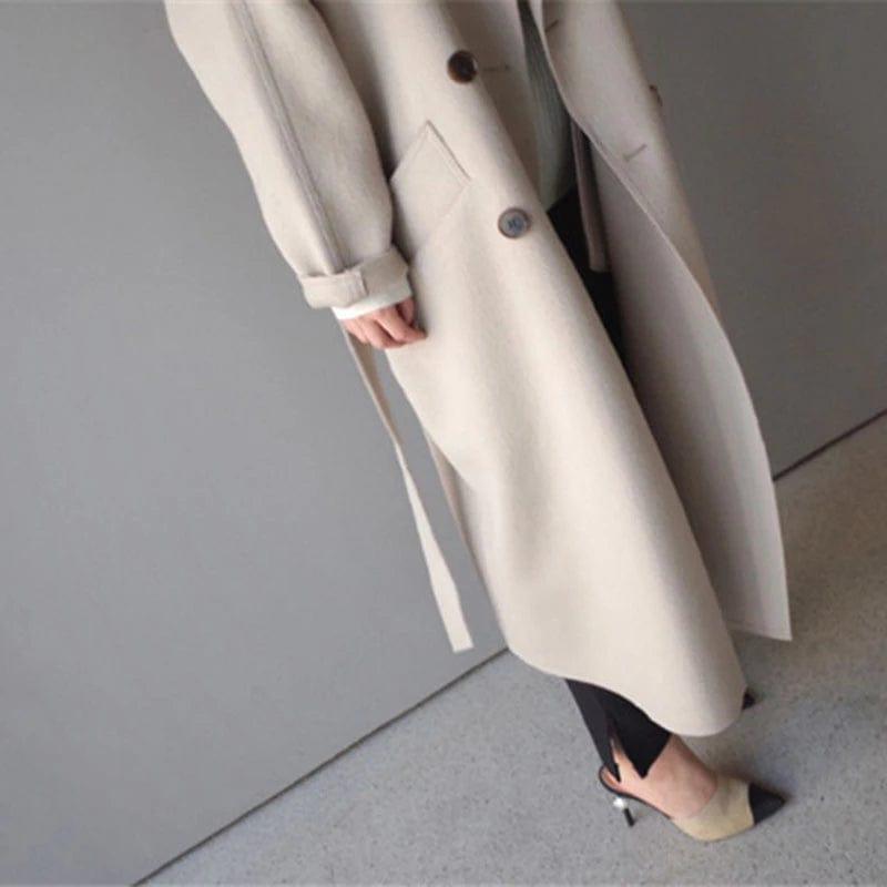 Elegant Wool Blend Trench Coat | Timeless Style