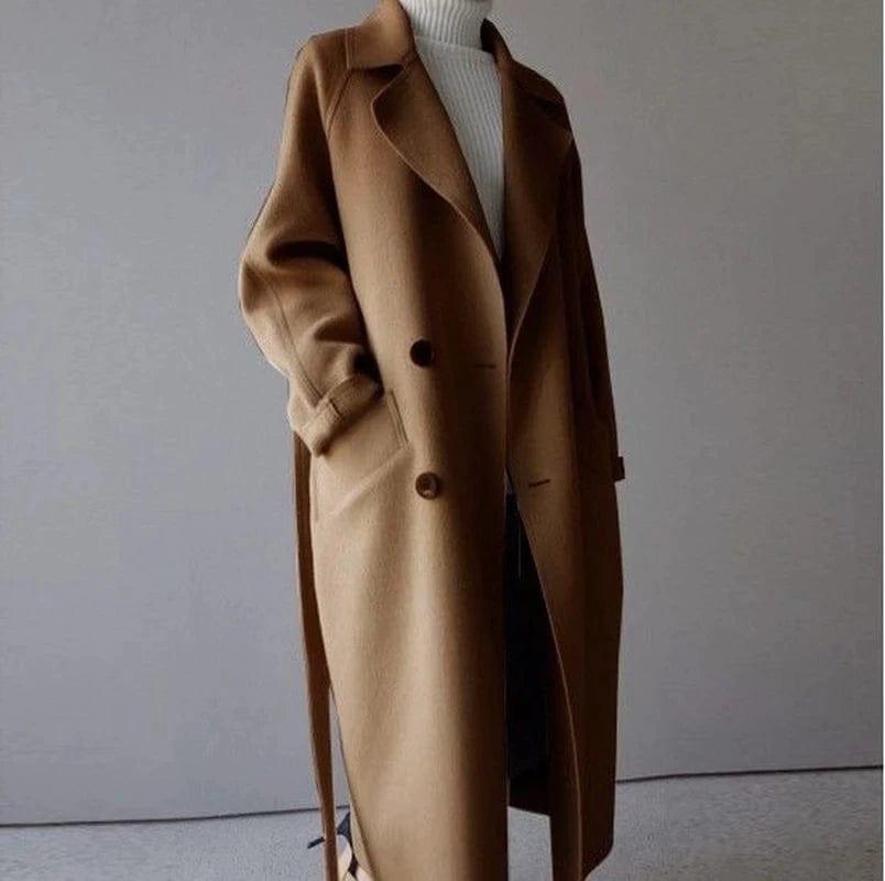 Elegant Wool Blend Trench Coat | Timeless Style