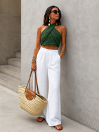 Women’s Cross Wrap Halter Crop Top