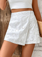 Women's Eyelet Embroidered Wrap Front Shorts