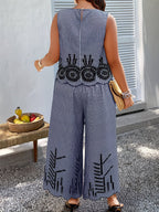 Women's Two-Piece Set with Gingham Pattern